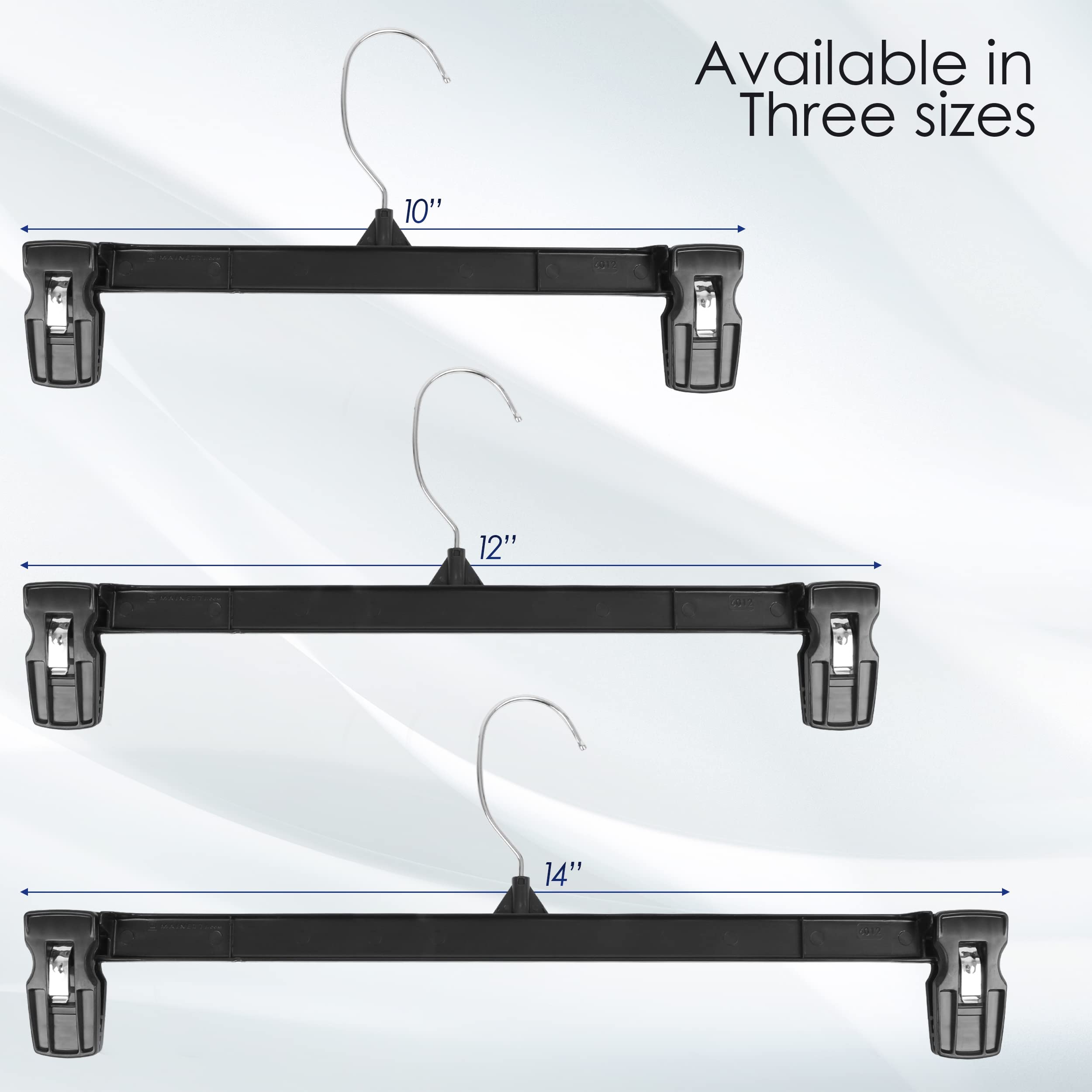 Hanger Central 25 Pack Heavy Duty Plastic Bottoms Hangers With Ridged Pinch Clips Pants Hangers, 12 Inch, Black