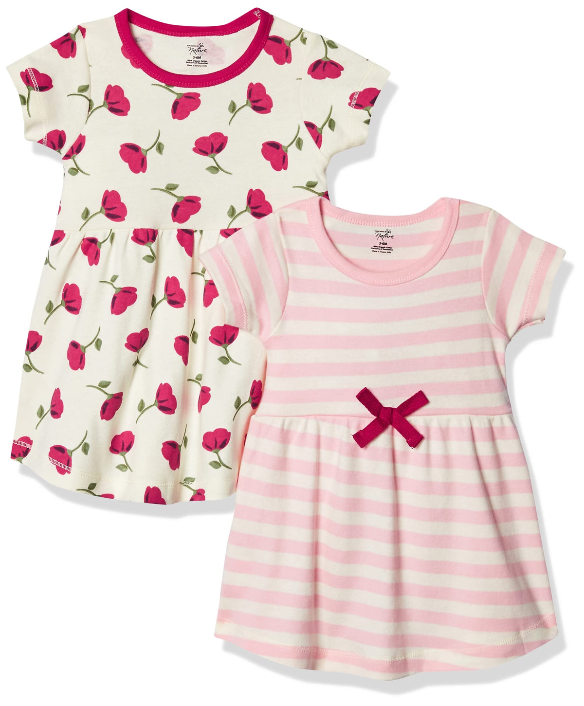 Touched By Nature Girls, Toddler, Baby And Womens Organic Cotton Short-Sleeve And Long-Sleeve Dresses, Petals Short Sleeve, 18-2
