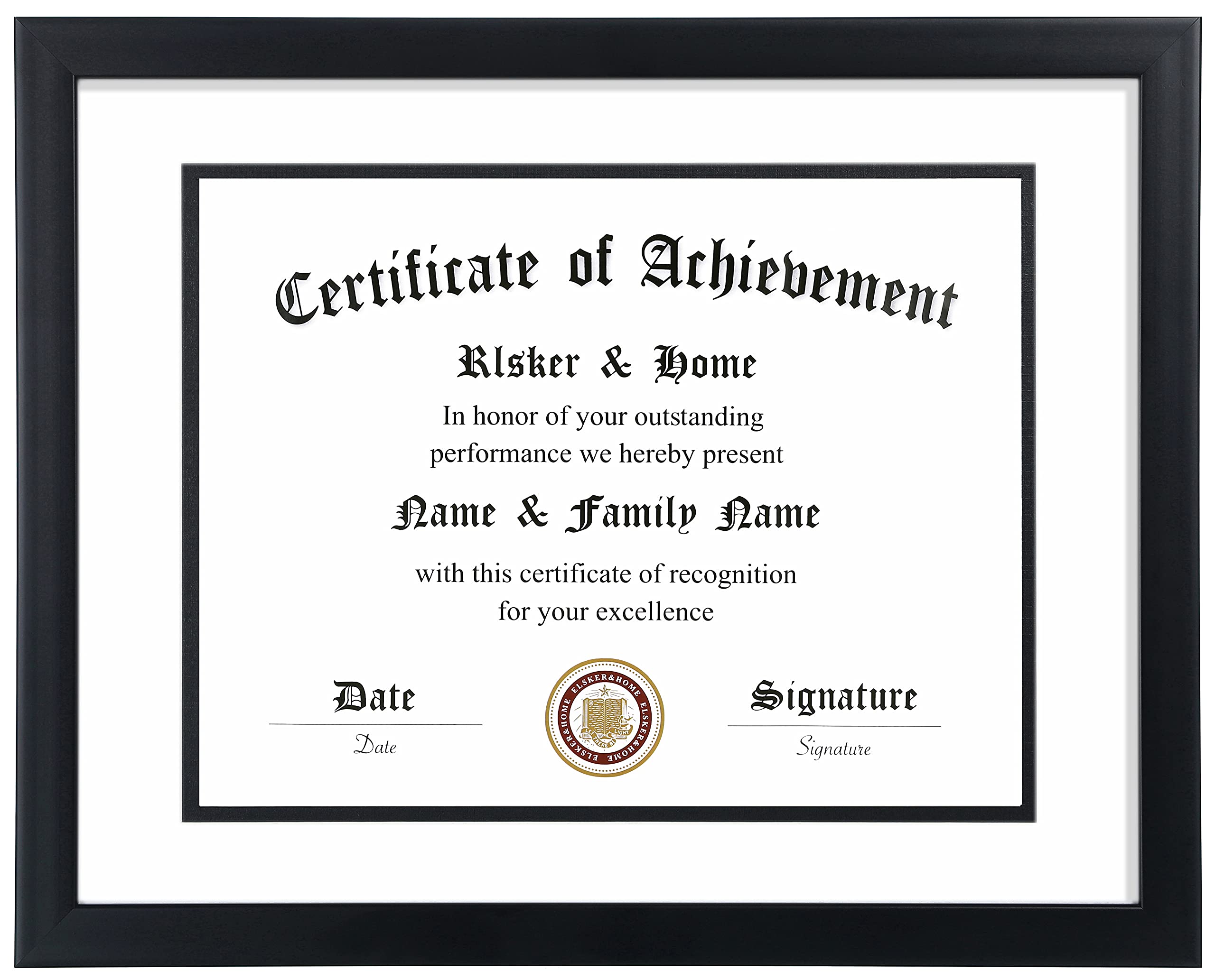 ELSKER&HOME 11x14 Diploma Frame, 8.5x11 Certificate&Document with Mat or 11x14 Inch Without Mat, Black Frames, Display Degree or