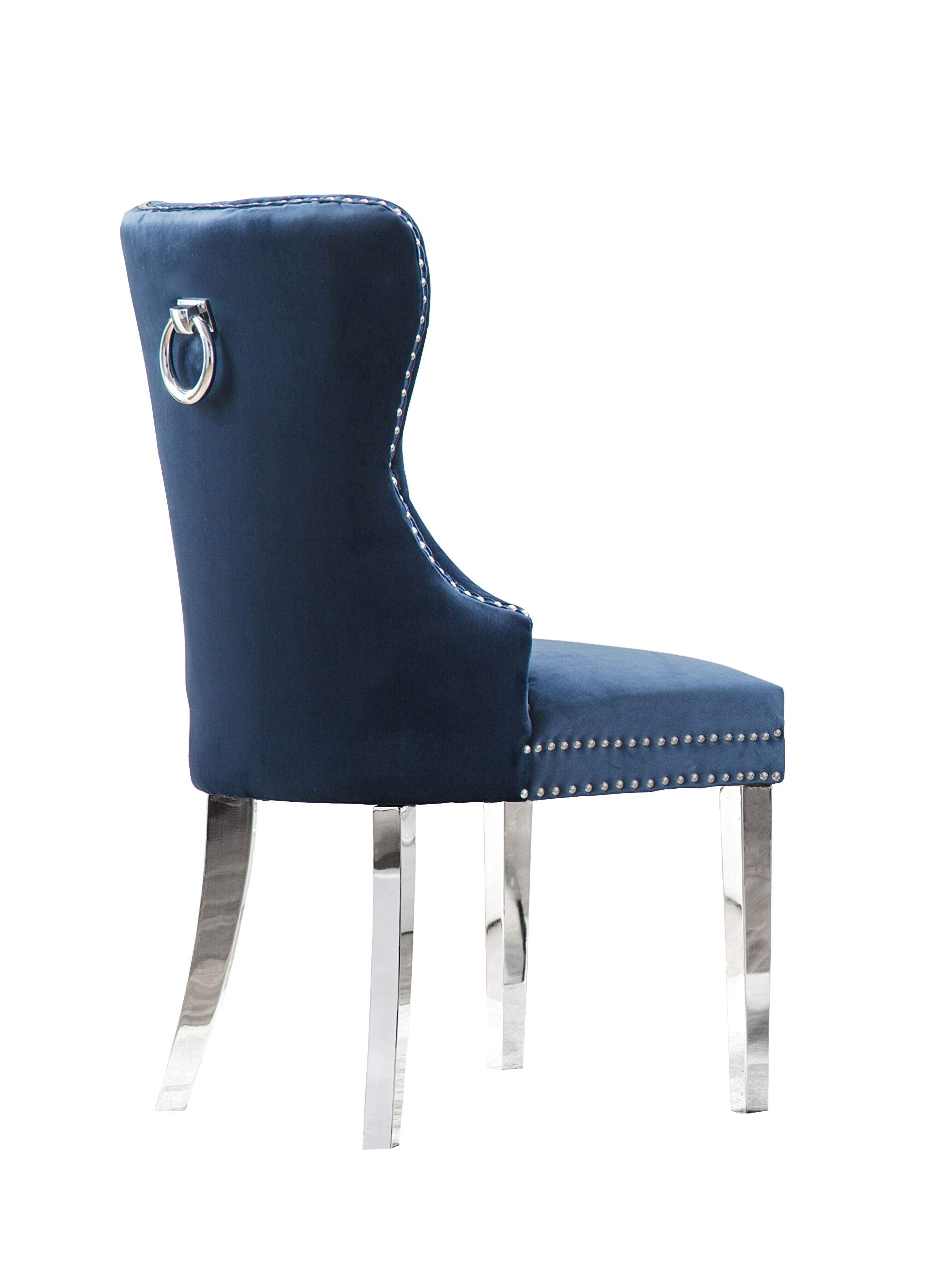 Best Quality Furniture Side Chair (Set Of 2), Navy Blue