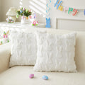 Lomchen Easter Throw Pillow Covers 20X20 Inch Set Of 2 For Easter Decorations White Bunny Rabbit Soft Plush Faux Fur Wool Pillow