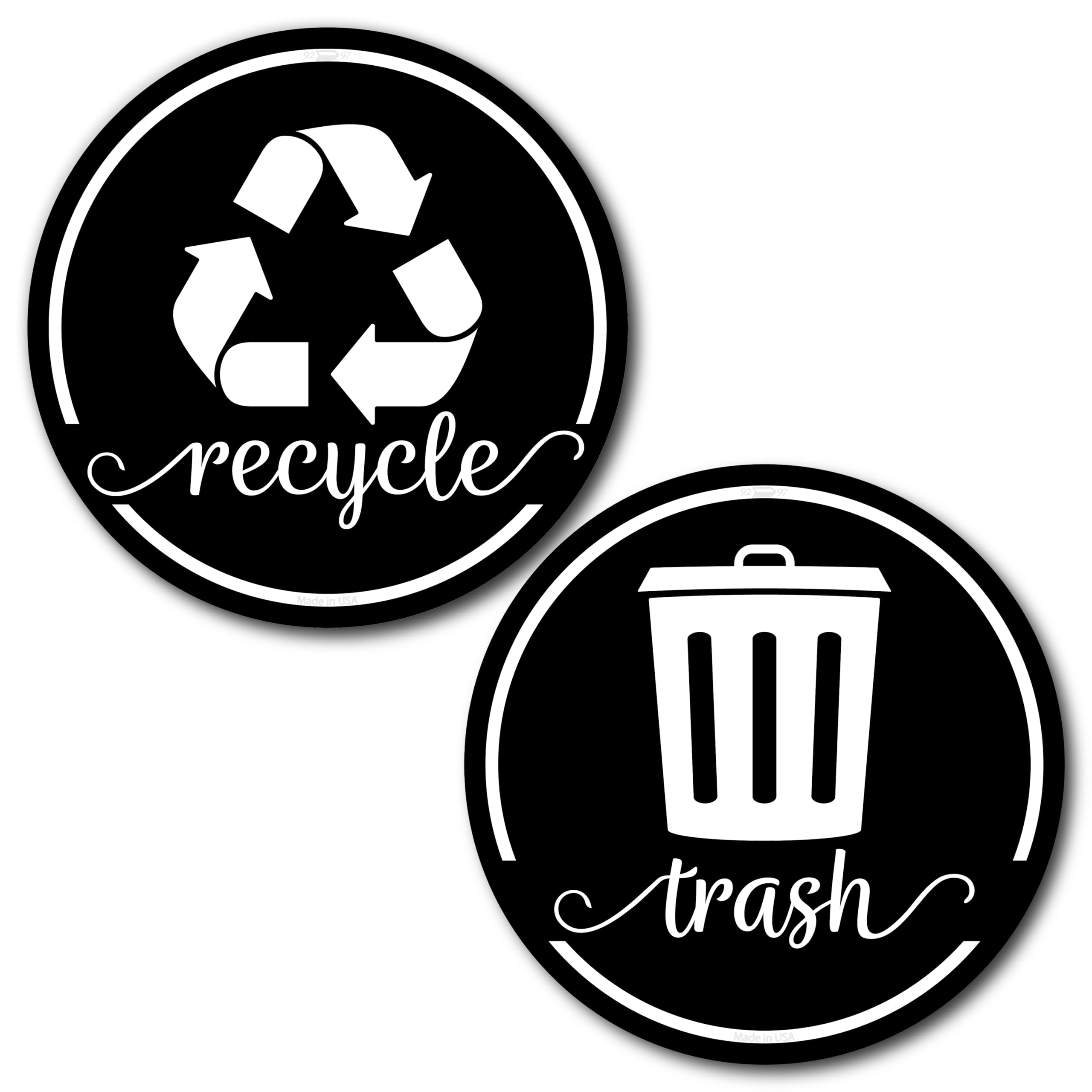 Black Trash Recycle Magnets for Kitchen Trash Can and Recycle Bin, Farmhouse Garbage Can Logo Symbol Magnet, 3.5 Inch Recycle St