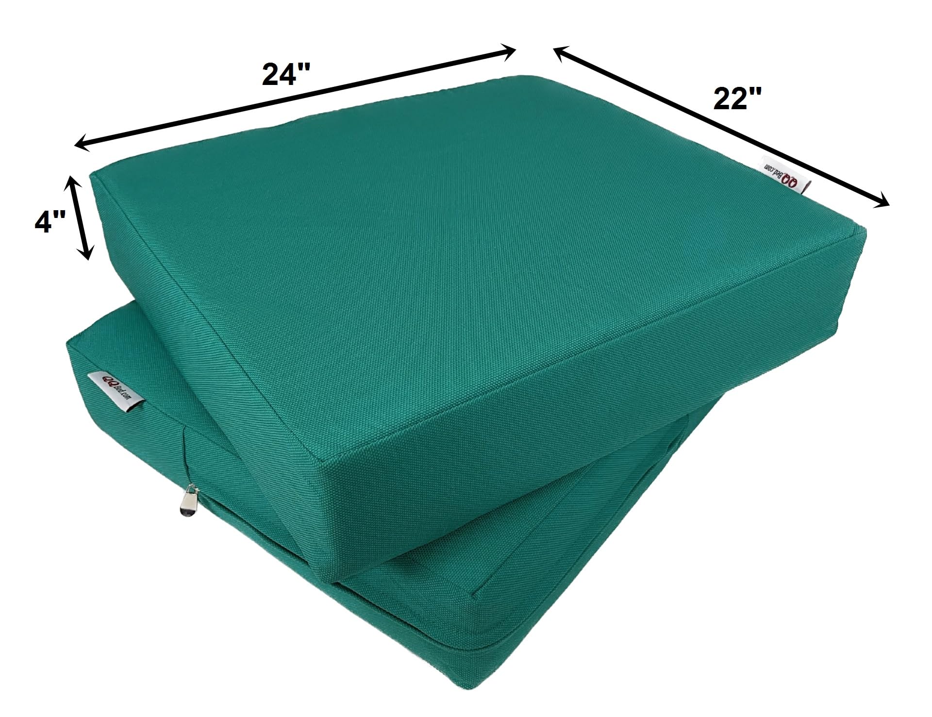 Qqbed 2 Pack 24X22X4 Inch Outdoor Water-Resistant Cushion Pillow Replacement Covers Only With Zipper For Patio Furniture, Sofa, Loveseat, Deep Seat Chair In Peacock Color