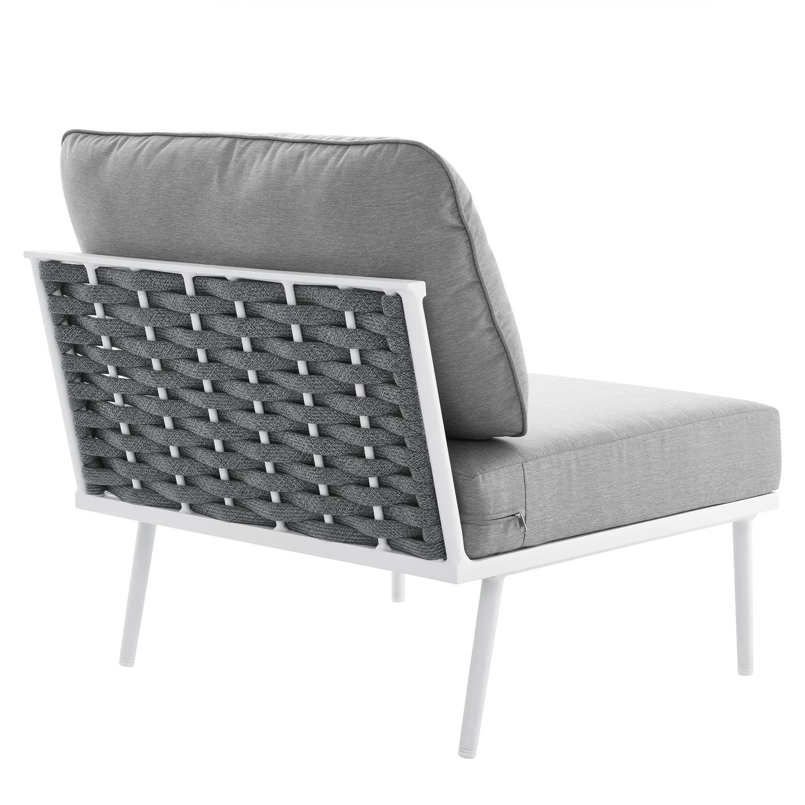 Modway Stance Outdoor Patio Woven Rope Aluminum Armless Chair in White Gray