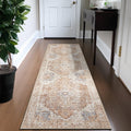 jinchan Area Rug 2x8 Washable Rug Hallway Indoor Vintage Rug Brick Red Print Retro Distressed Carpet Stair Runner Thin Rug Accen