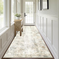Capslpad Abstract Washable Runner Rug, 2.6x8 Light Beige Non-Slip Hallway Runner Rug, Modern Low Pile Kitchen Runner Rug, Ultra 