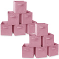 Casafield Set of 12 Collapsible Fabric Cube Storage Bins, Light Pink - 11 Foldable Cloth Baskets for Shelves, Cubby Organizers &