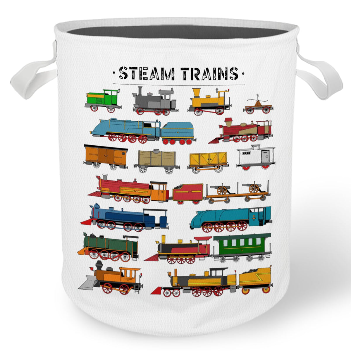 Cilrii Steam Train Laundry Basket Hamper, Toybox for Boys, Retro Train Transportation Waterproof Collapsible Storage Bin Organiz