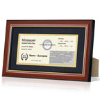 Minesaxel 5X10 Business License Frame With Mat Fits 3.5X8 Cosmetology License For Wall And Tabletop Double Display (Cherry Red,