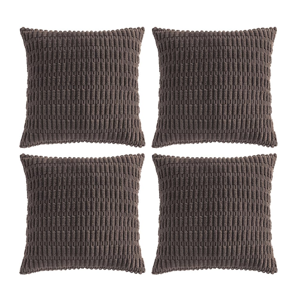 Fancy Homi 4 Packs Boho Dark Brown Decorative Throw Pillow Covers 20X20 Inch For Living Room Couch Bed Sofa, Rustic Modern Farmh