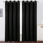 Lemomo 100% Blackout Curtains 52 X 95 Inch/Black Curtains 2 Panels With Black Lining Room Darkening Thermal Insulated Bedroom Cu