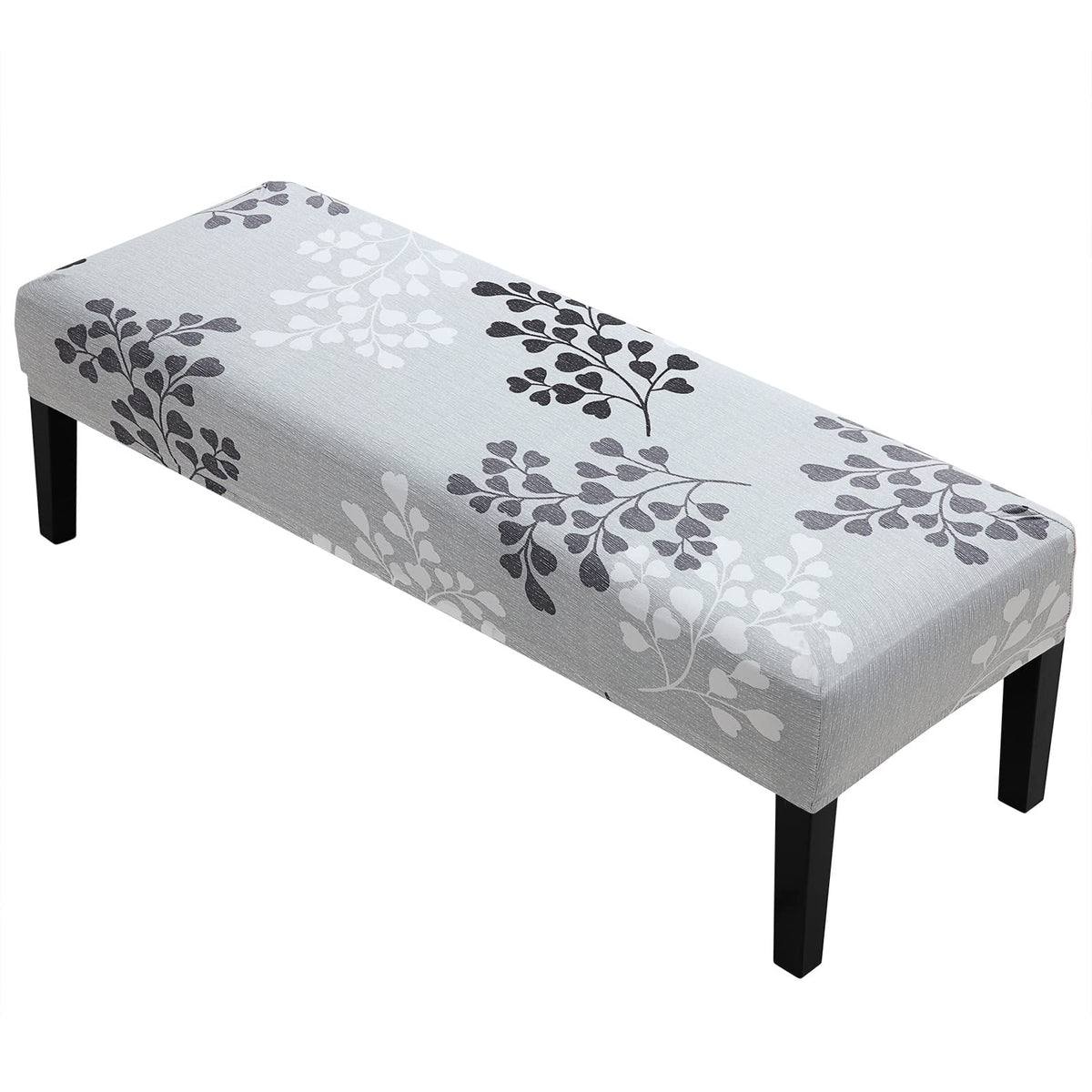Yisun Dining Room Bench Covers, Super Fit Stretch Covers Removable Washable Bench Slipcover, Printed Bench Seat Protector Bench Cover For Dining Room, Living Room, Bedroom, Kitchen (Gray-Black)