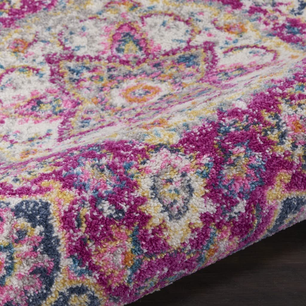 HomeRoots 100% Polypropylene 2â?? x 3â?? Pink and Ivory Medallion Scatter Rug