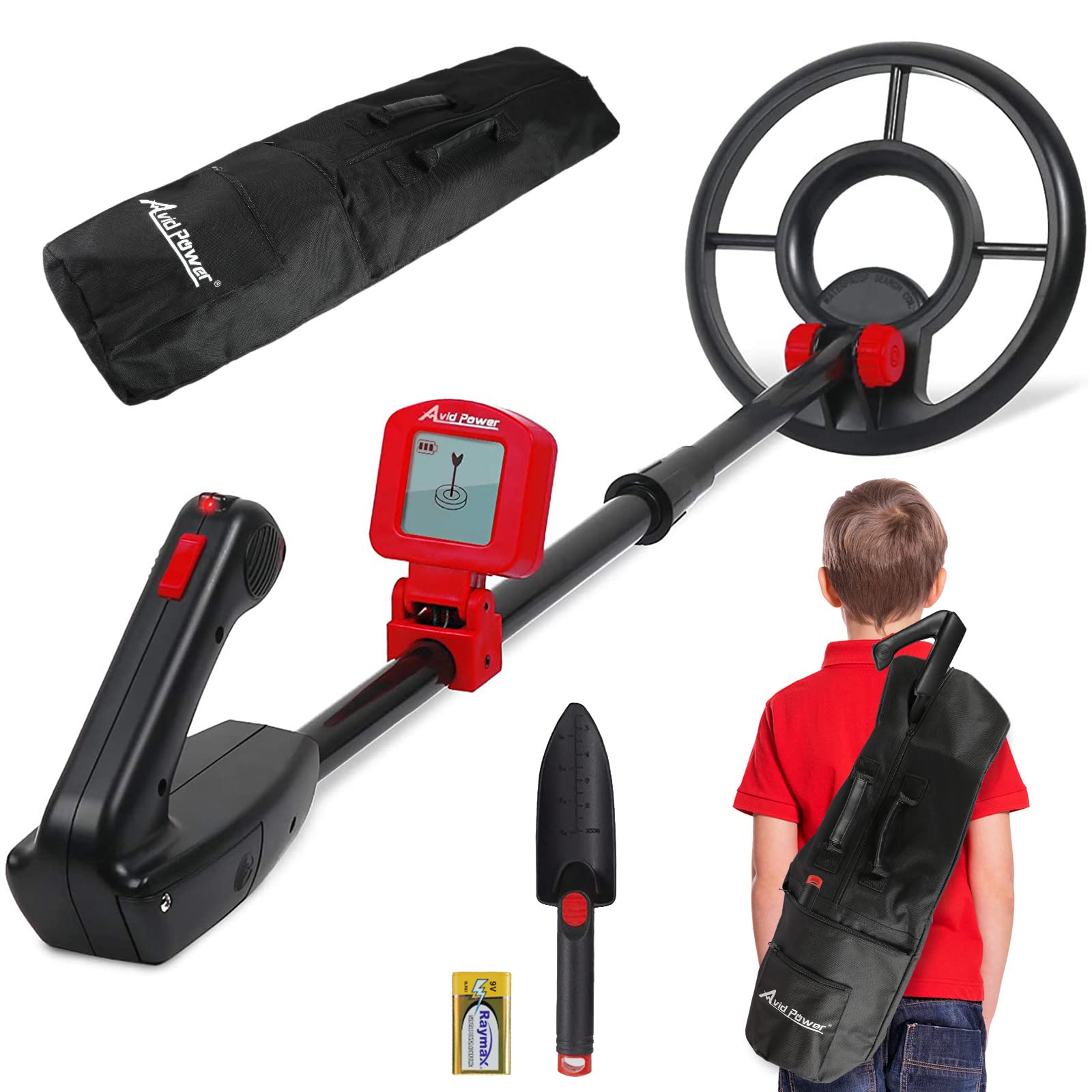 Avid Power Metal Detector For Kids, Kid Metal Detectors 28'-35' Adjustable Stem Metal Detectors With 7.4' Waterproof Coil, Li