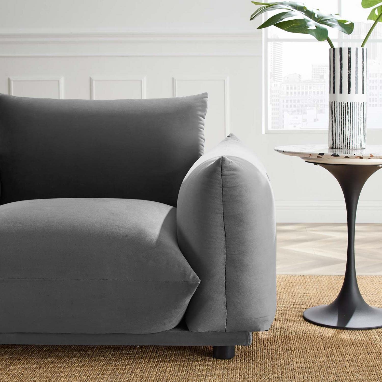 Modway Copious Performance Velvet Armchair in Gray