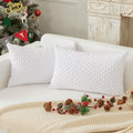 Kevin Textile Pack Of 2, Velvet Pillow Covers Striped Throw Cushion Case Set Accent Corduroy Lumbar Pillowcases With Hidden Zipper For Home Decor Indoor Outdoor (12'X20', Pure White)