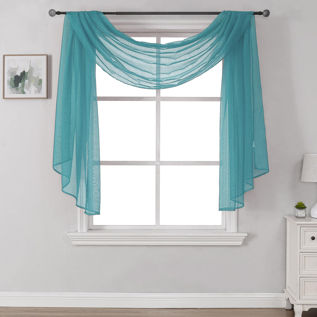 DONREN Luxury Soft Sheer Curtains Scarf for Windows - Semi Voile Window Scarf Valance,52 Inches Wide by 144 Inches Long (1 Panel