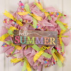 Giftwrap Etc. Rustic Wooden Hello Summer Sign - 15' X 5', Wood Wall Decor, Porch, Front Door, Summer Camp, Beach, Wreath, Swag