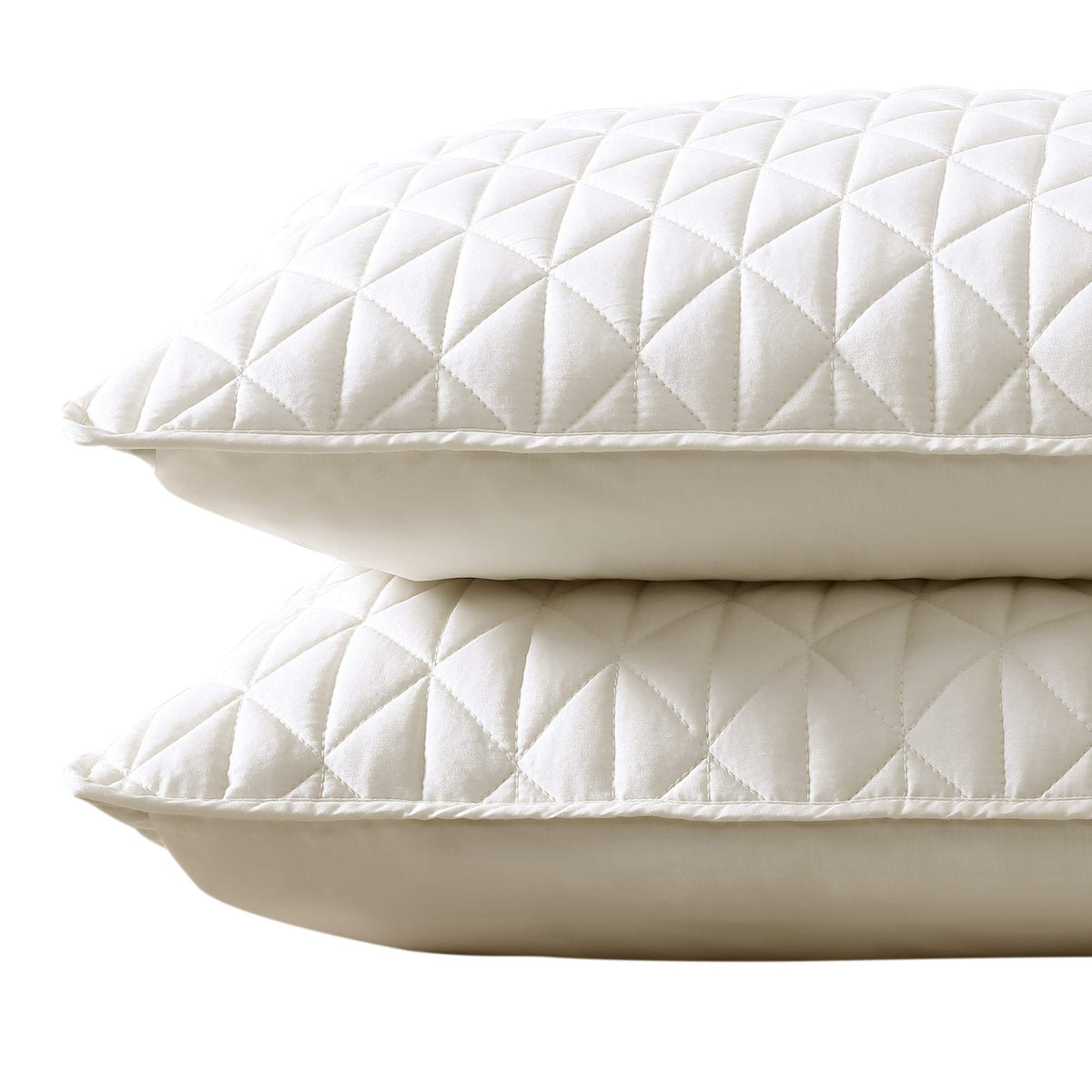 Valeron Palermo Tencel Modal-Performance, Cooling, Silky Soft-Solid Diamond Stitched Quilted Sham Set, Standard, Ivory