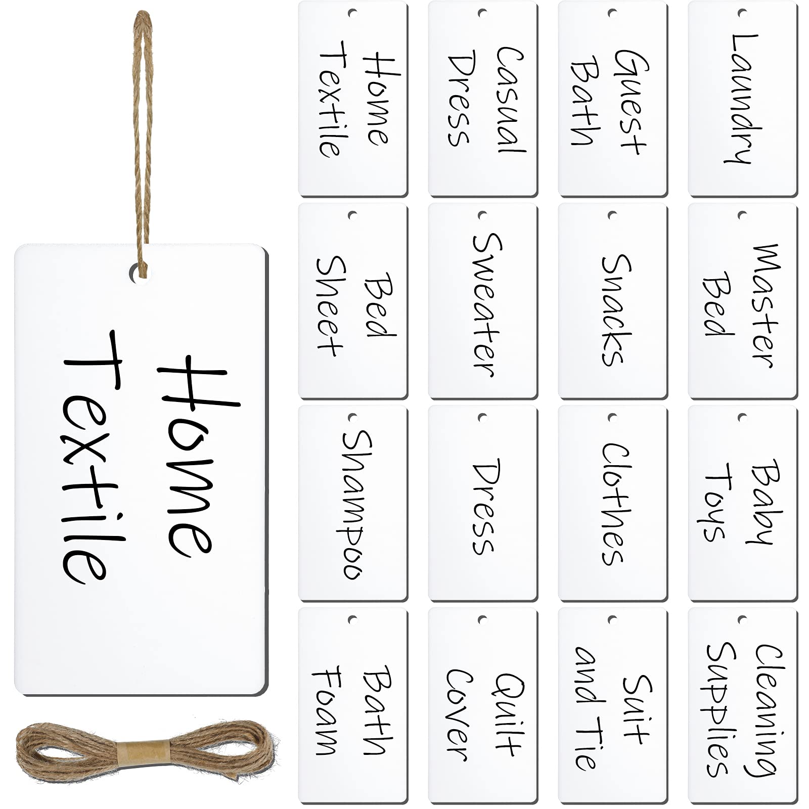 16 Pieces Acrylic Basket Tags Acrylic Organizer Hanging Labels For Storage Bins Writable Tags Display Label Marking Strung Tags