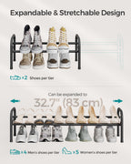 Songmics Expandable Shoe Rack, 1 Tier Shoe Rack Shelf, Adjustable Shoe Organizer Storage For 10 Pairs Of Shoes, Metal Free Standing Shoe Racks For Closet, Front Door Entryway, Easy Assembly, Ink Black