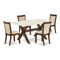 East West Furniture X726Mzn32-5 5 Piece Kitchen Table Set For 4 Includes A Rectangle Dining Room Table With X-Legs And 4 Light Beige Linen Fabric Upholstered Chairs, 36X60 Inch, Multi-Color