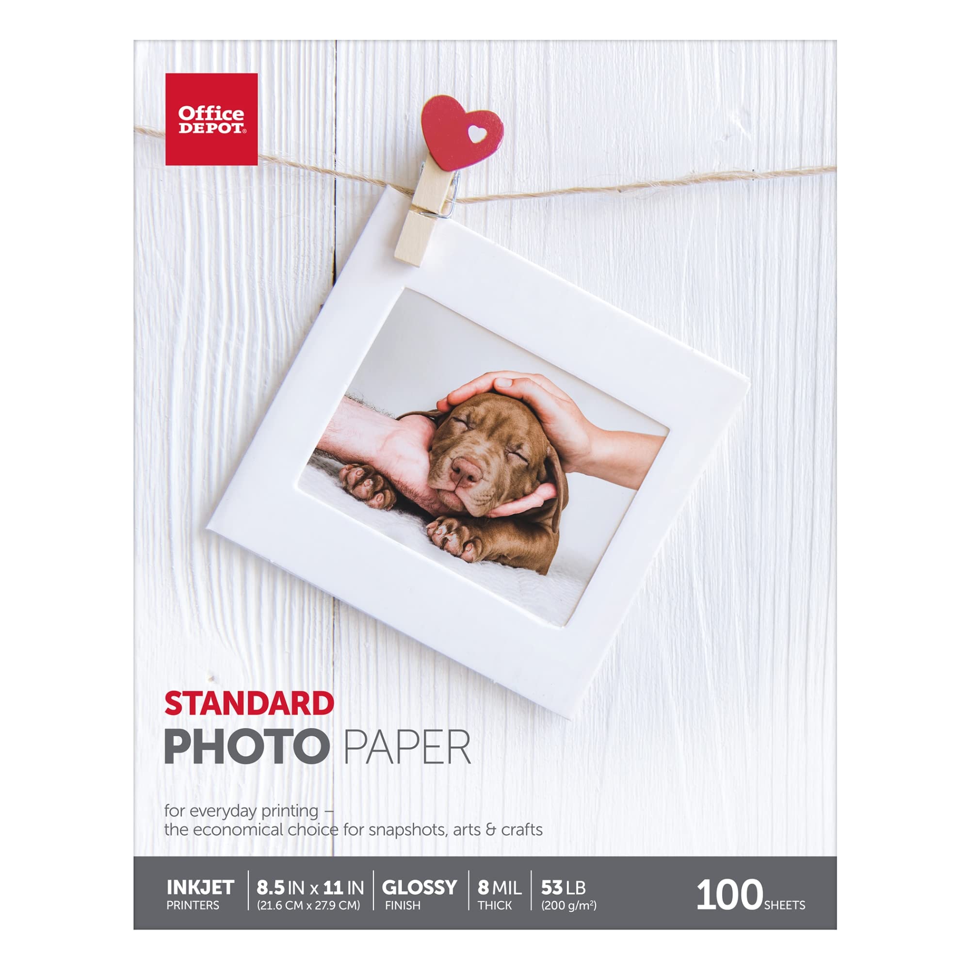 Office Depot Standard Photo Paper, Glossy, 8 1/2In. X 11In., 7 Mil, Pack Of 100 Sheets, 123434