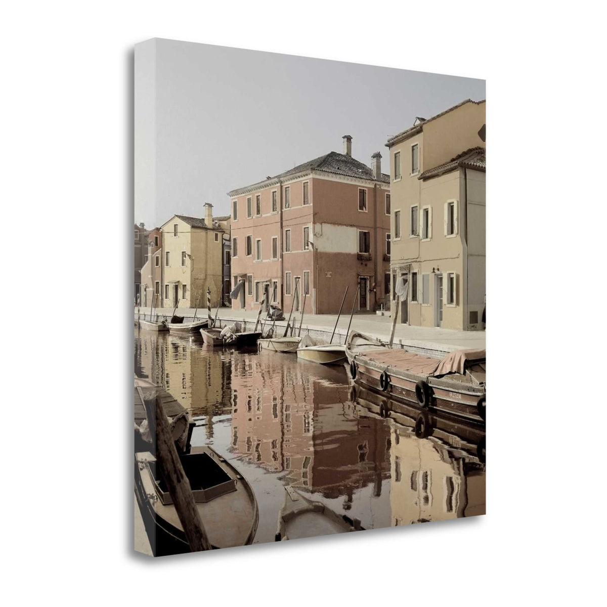 35' Vintage Coastal Town by the Canal Gallery Wrap Canvas Wall Art