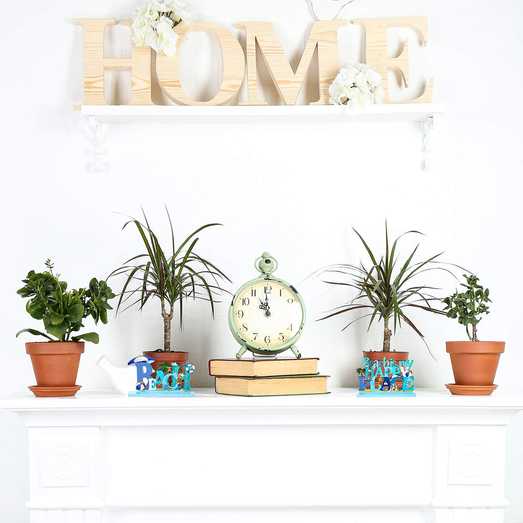 2 Pcs Beach Sign Ocean Sea Animal Party Decor Beach Is My Happy Place Plaque Sign Wooden Table Decorations For Beach Coastal The