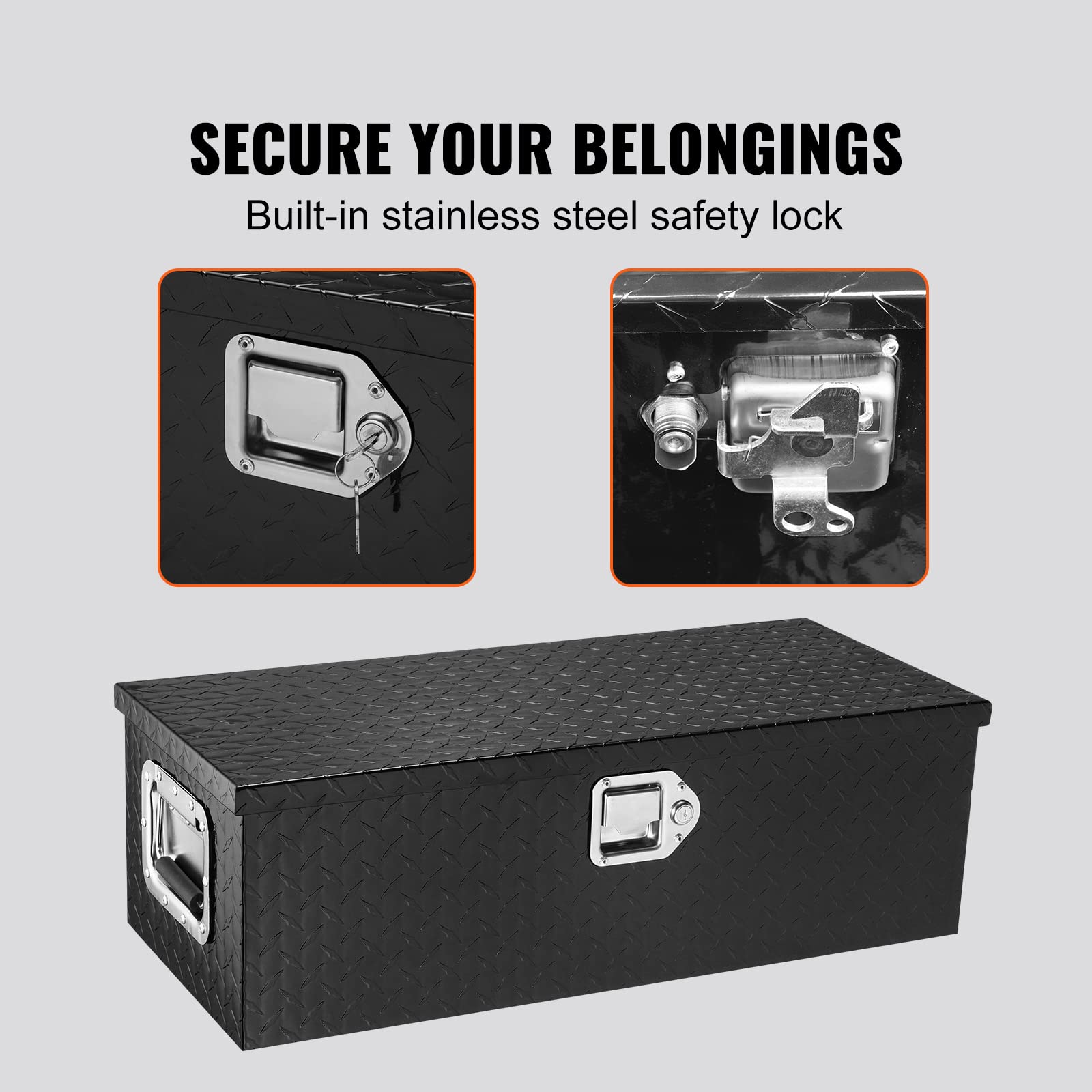 VEVOR Truck Bed Tool Box Black Aluminum 30"x13"x9.6" JL-TB19-1
