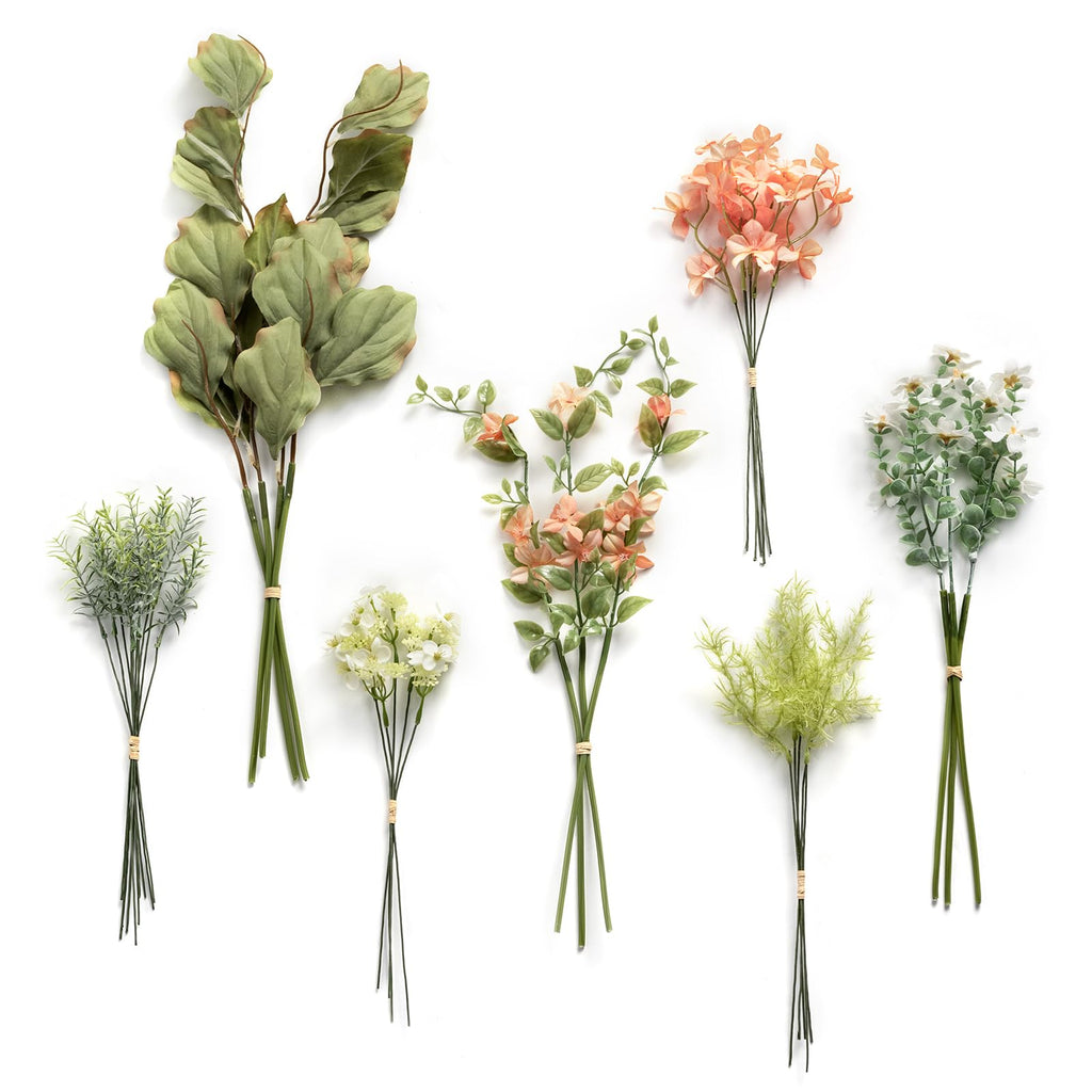 Ling's Moment Artificial Greenery Stems Box Set, 35pcs with 7 Kinds of Faux Greenery Picks for DIY Bridal Bouquets Wedding Flora