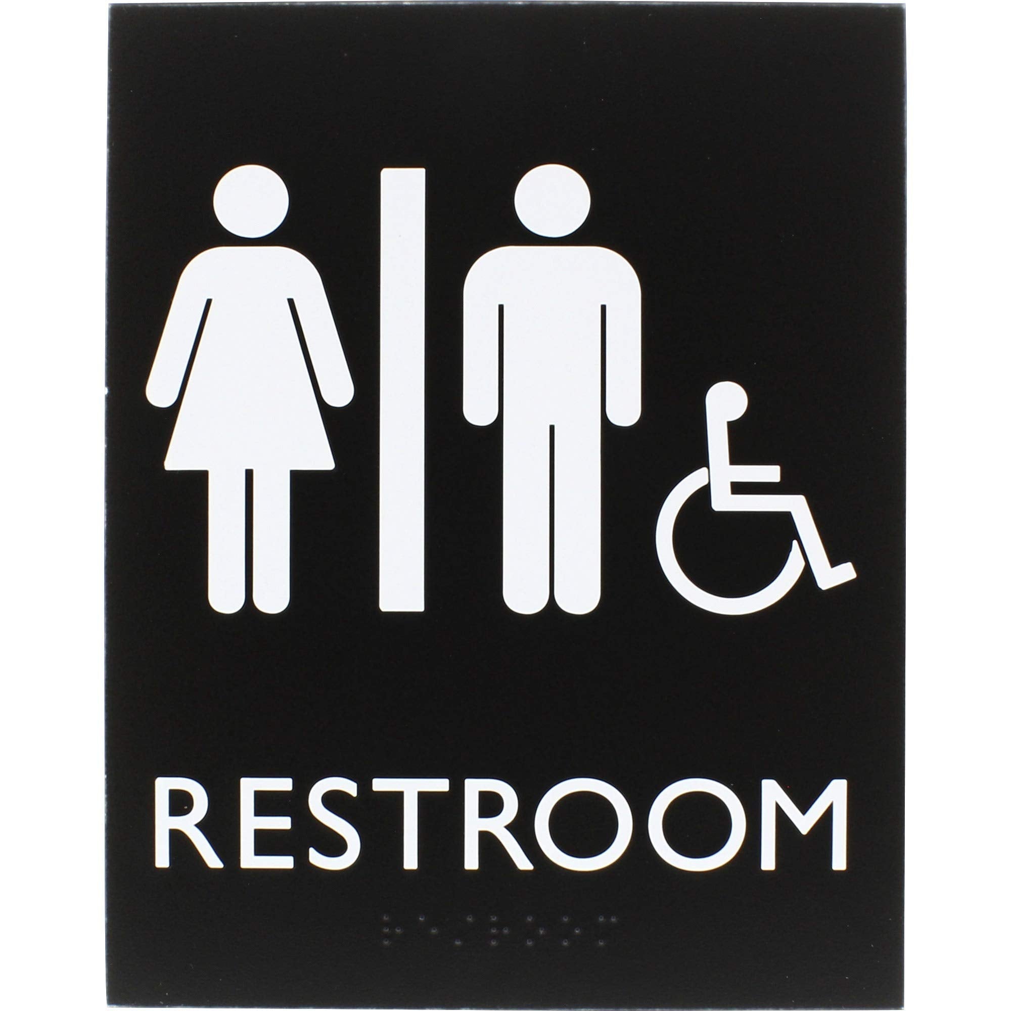 1 Each - 6.4' Width X 0.8' Height - Easy Readability, Braille - Black-2664-Office Supplies