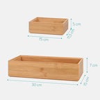 Navaris Bamboo Storage Boxes - Set Of 2 Wood Stackable Box Organizers For Bedroom, Kitchen, Bathroom, Living Room, Makeup, Jewel