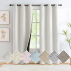 Full Blackout Rustic Curtains for Bedroom, White, Vintage Burlap Linen Textured Privacy Window Treatment Light Blocking Energy E