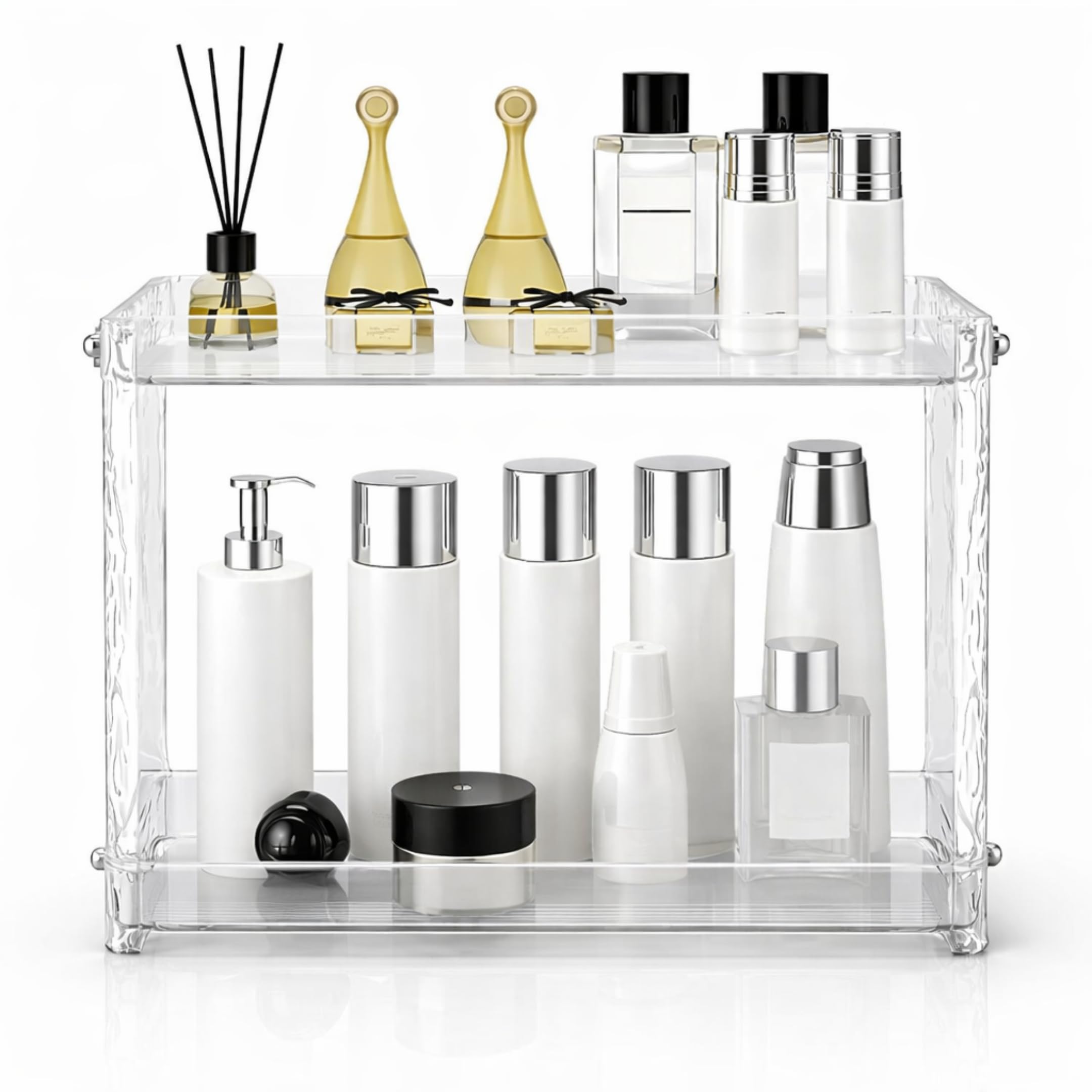 Hoopvool 2Tier Standing Rack, Acrylic Bathroom Countertop Storage Rack, Spice Rack For Kitchen, Storage Rack, Cosmetic Shelf Ra