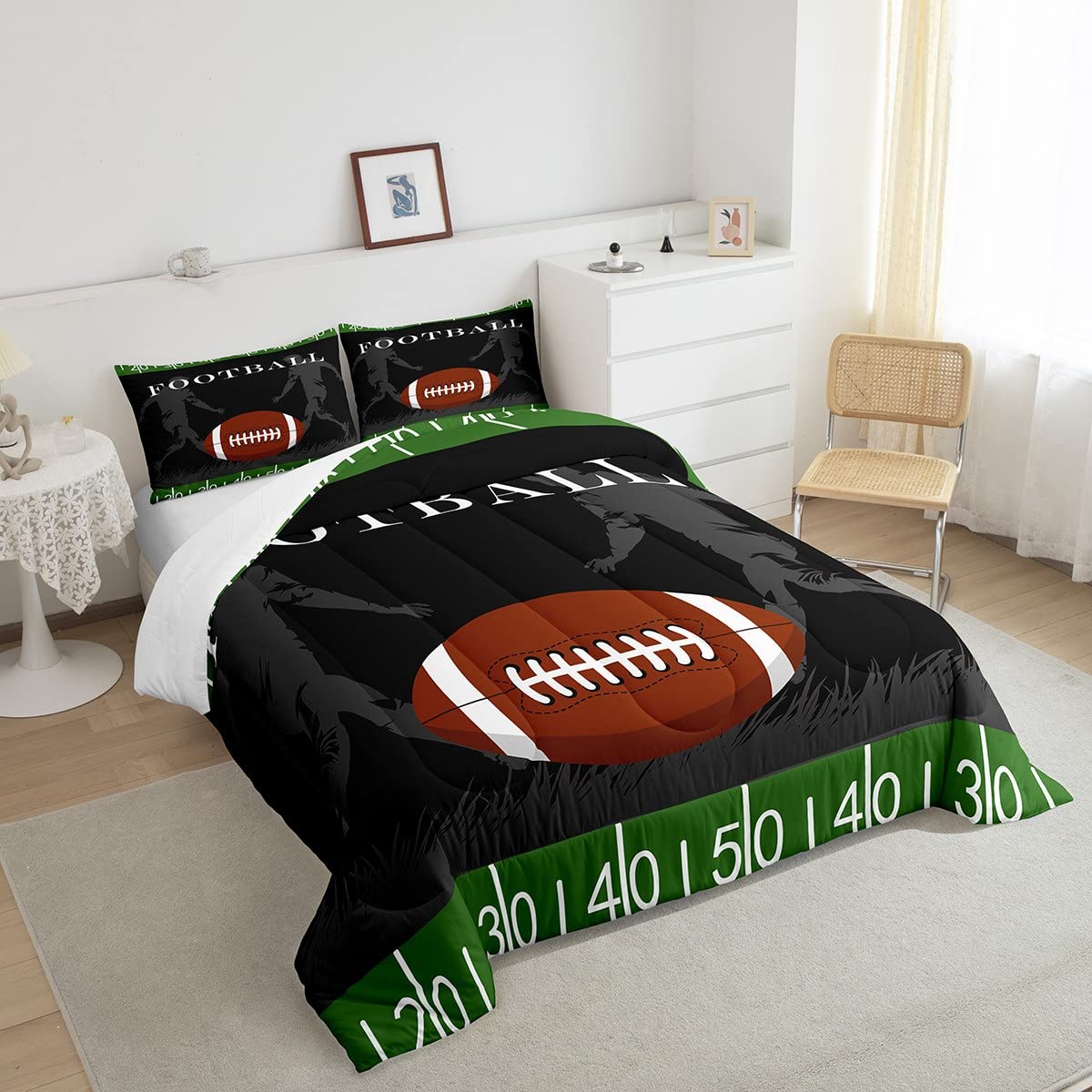 Football Bedding Set Rugby Sports Comforter Soccer Ball Game Comforter Set For Kids Adults American Football Player Duvet Set Ul