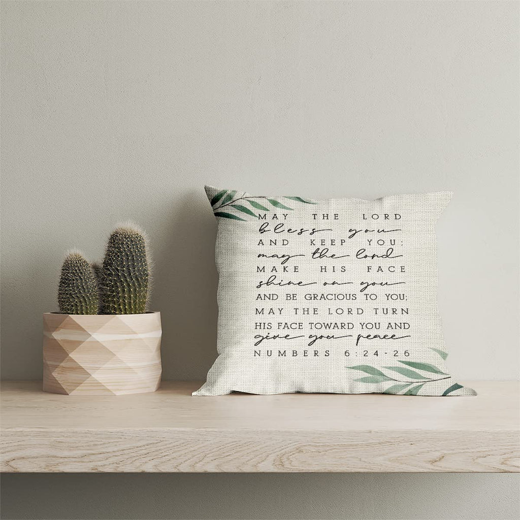 Kongmotree Bible Verse Throw Pillow Cover, Blessing Gift, Scripture Art, Scripture Sayings, Bible Quote, Numbers 6:24-26, Church