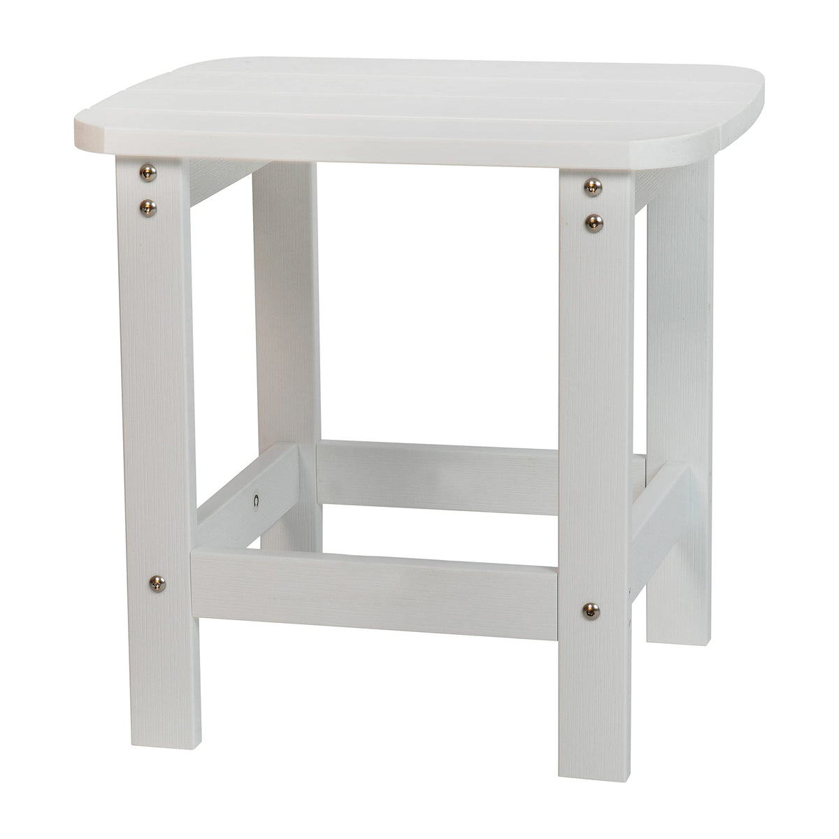 Flash Furniture Charlestown Tiered Commercial Poly Resin Adirondack Side Table - White - All-Weather - Indoor/Outdoor