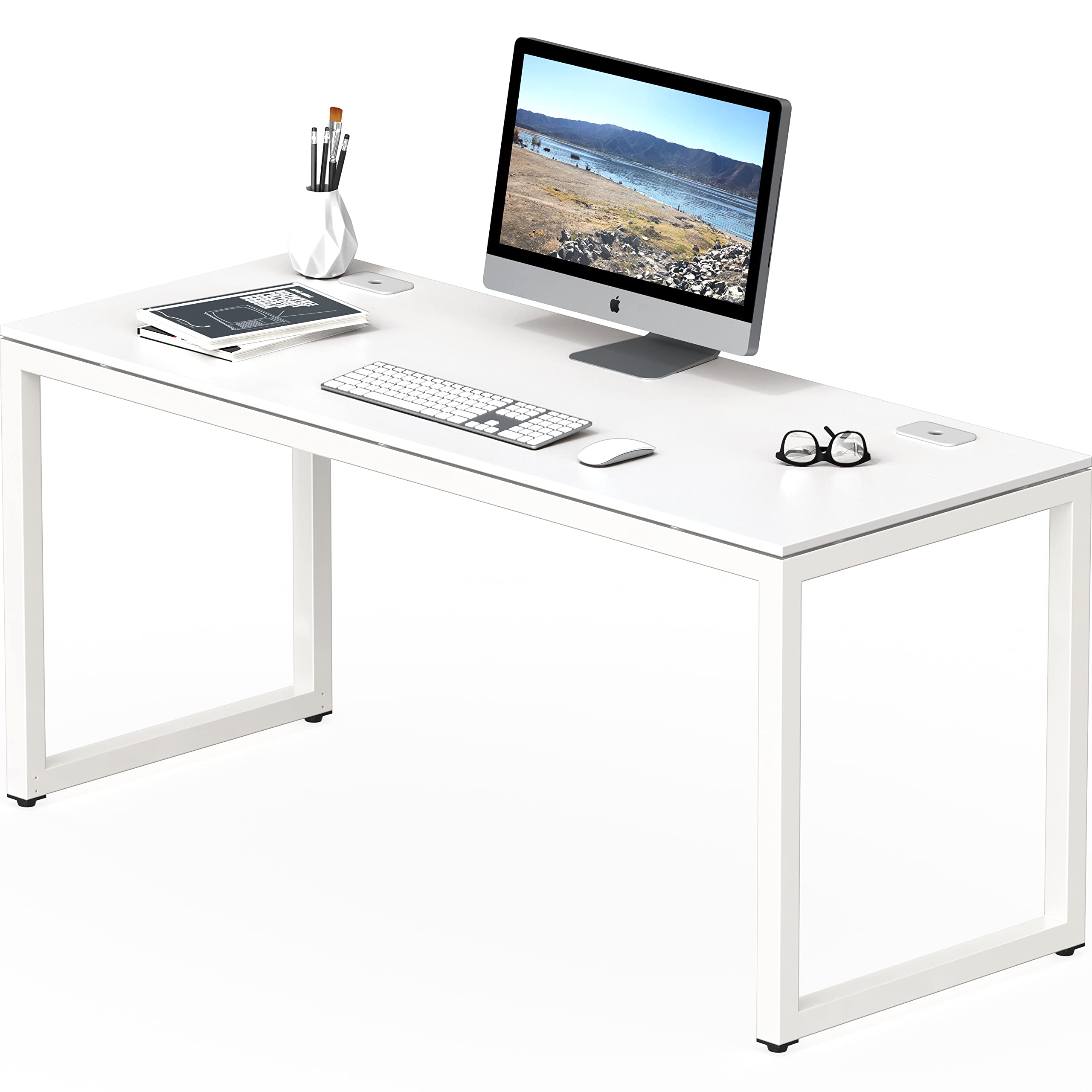 Shw Artwork Office 55-Inch Large Computer Desk, White