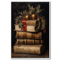 Wodkodnxy Vintage Christmas Canvas Wall Art, Rustic Books Art Still Life Pictures for Wall, Merry Christmas Poster Winter Print,