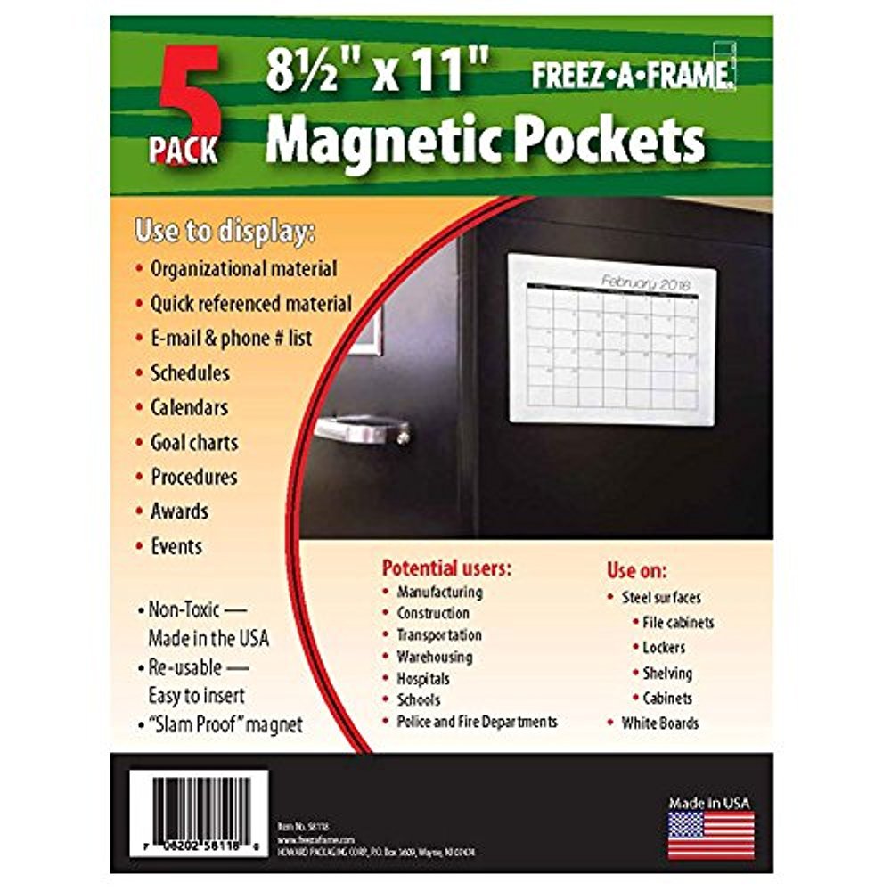 Freez A Frame Clear Magnetic Pockets 5 Pack (8.5' X 11)