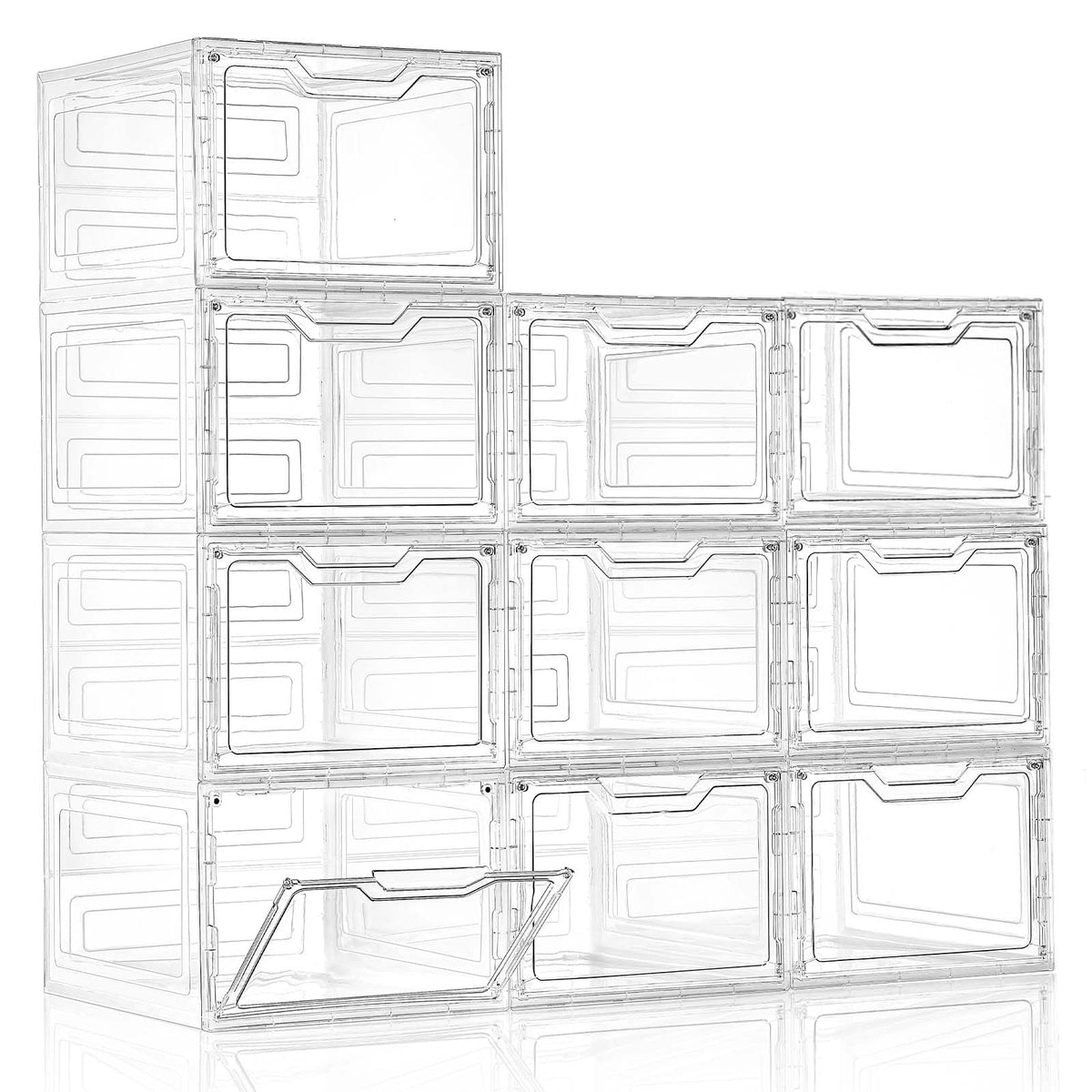 10 Pack Clear Storage Bins with Lids, 19 Qt Closet Organizers and Storage