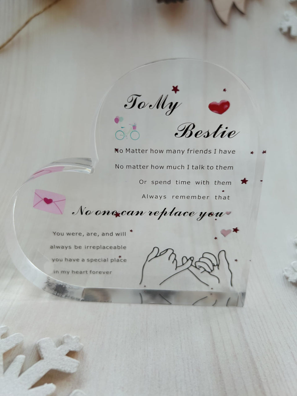 Acrylic Heart Gift For Bestie Inspirational Quotes Table Decor Sign Acrylic Paperweight Birthday Gifts New Year Present Back To