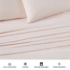 Ugg Hedi Queen Sheet Set 4-Piece Luxury Cooling Sheets Deep Pockets Premium Bedding With 2 Pillow Shams Hypoallergenic Machine Washable Soft Lightweight Bed Set For Bedroom, Queen, Shell Pink