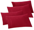 Elegant Comfort 4-Pack Solid Pillowcases 1500 Thread Count Egyptian Quality - Easy Care, Smooth Weave, Wrinkle And Stain Resistant, Easy Slip-On, 4-Piece Set, King Pillowcase, Burgundy