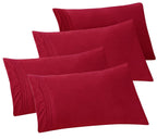 Elegant Comfort 4-Pack Solid Pillowcases 1500 Thread Count Egyptian Quality - Easy Care, Smooth Weave, Wrinkle And Stain Resistant, Easy Slip-On, 4-Piece Set, King Pillowcase, Burgundy