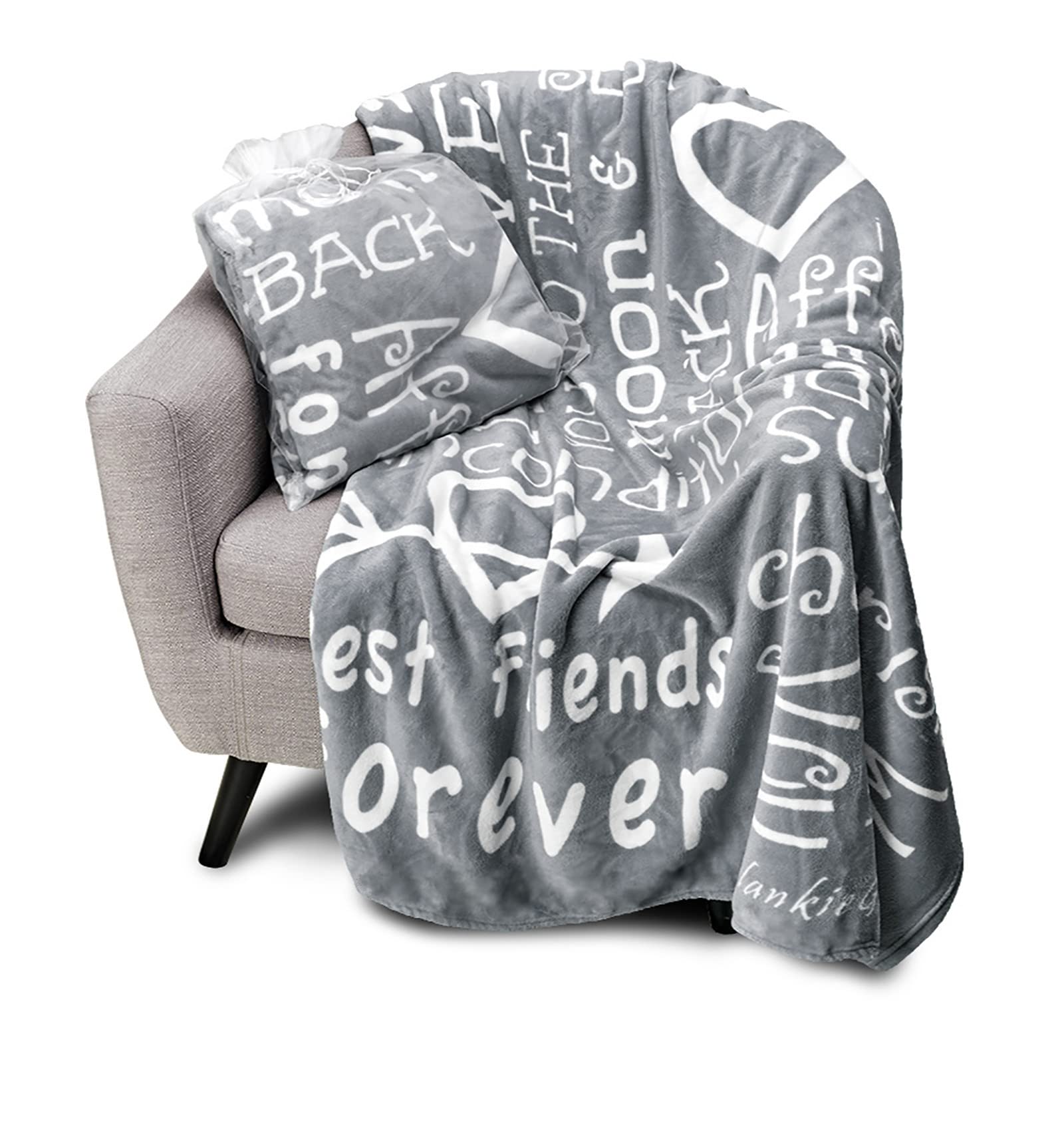 I Love You Throw Blanket, Blanket With Love For Best Friends, Couples, And Family, Perfect Heartfelt Gift For Loved Ones (Grey)