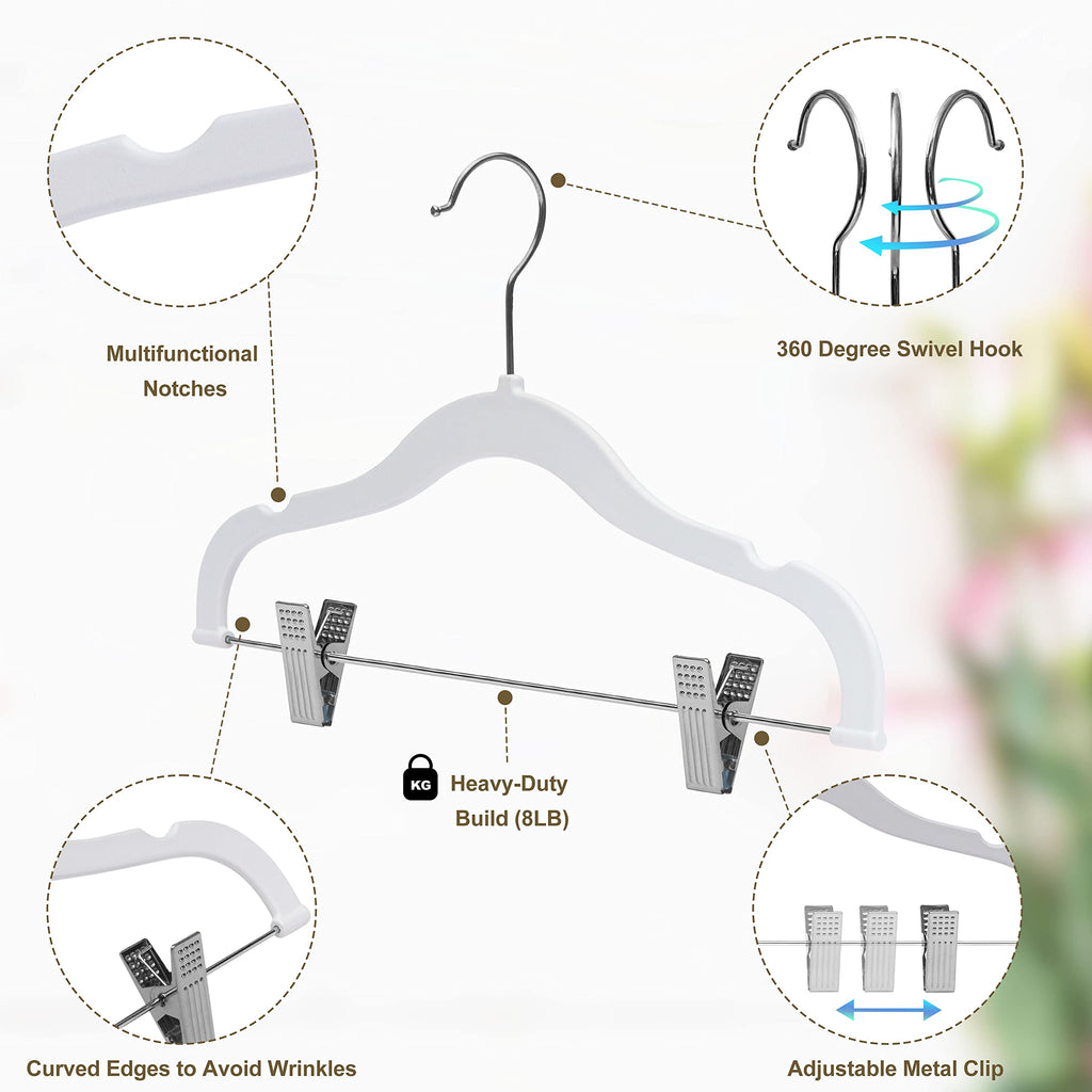 Quality Kids Children Plastic Non Velvet Non-Flocked Thin Compact Skirt Pant Coat Hangers With Metal Clips For Skirts Pants Blou