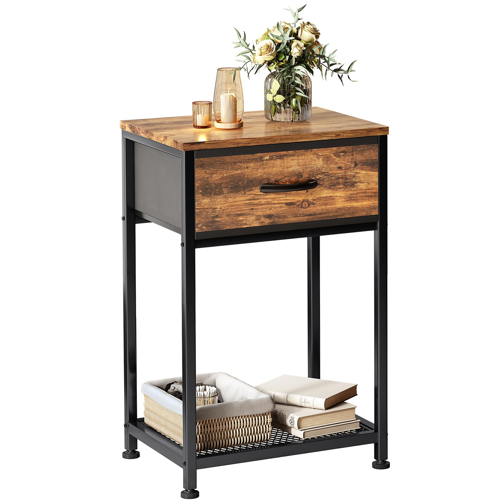 Night Stand With Drawer End Tables For Bedroom Side Table For Living Room, Small End Tables Wood Night Stand, Bedroom Nightstand