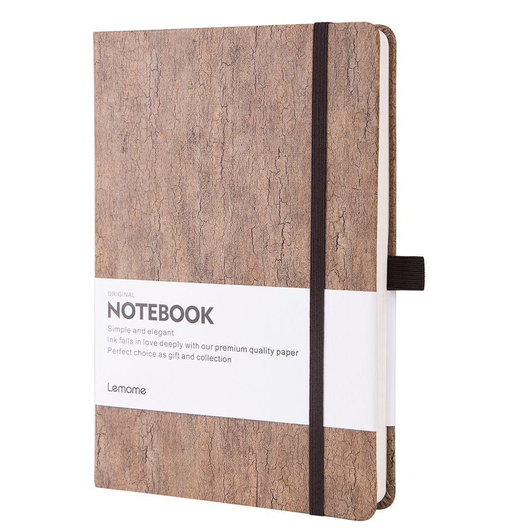 Lemome Thick Notebook - Eco-Friendly Natural Cork Hardcover Writing Notebook With Pen Loop & Premium Thick Paper + Page Dividers